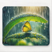 Gelbe Schmetterling in einer Regendusche Mousepad (Vorne)