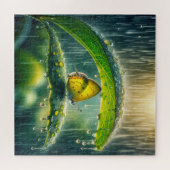 Gelbe Schmetterling in einer Regendusche Puzzle (Horizontal)