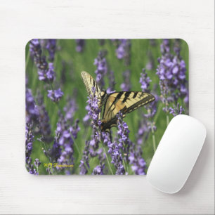 Gelbe Schmetterling in Lila Lavendel Mauspad