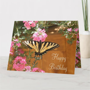 Gelbe Schmetterling mit Blume Karte