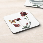 Gelbe Schmetterling Roter Mohn Untersetzer (Linke Seite)