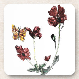 Gelbe Schmetterling Roter Mohn Untersetzer