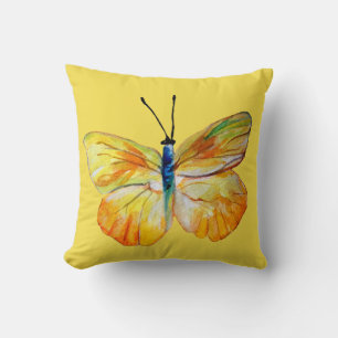 Gelbe Schmetterling Wasserfarbe zeichnend Kissen
