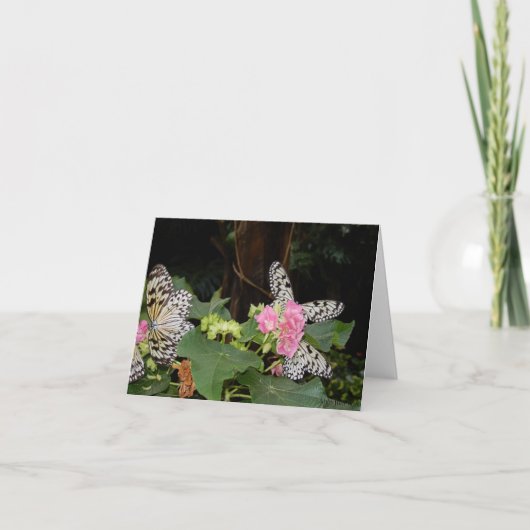 Gelbe Schmetterlinge auf tropischen Blätter Feiertagskarte (Vorderseite)