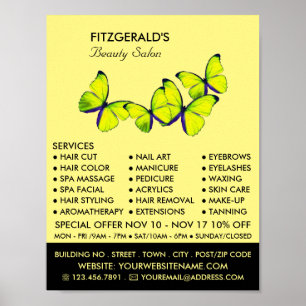 Gelbe Schmetterlinge, Beautician, Schönheitssalon Poster