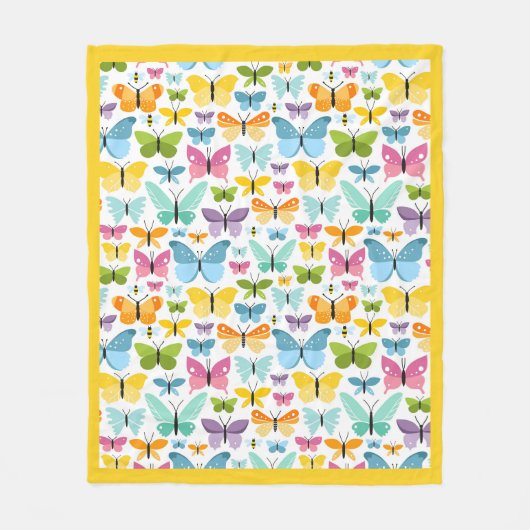 Gelbe Schmetterlinge Fleece-Decke Fleecedecke (Vorderseite)