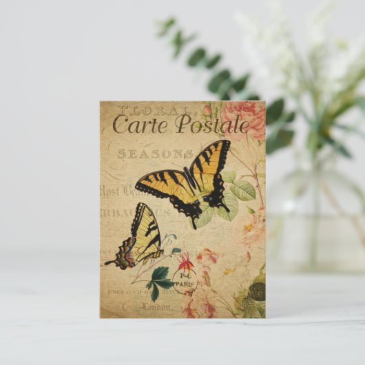 Gelbe Schmetterlinge Postkarte (Stehend Vorderseite)