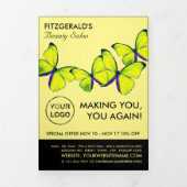 Gelbe Schmetterlinge, Schönheitssalon, triftiger F Dreifach Gefaltete Einladung (Cover)