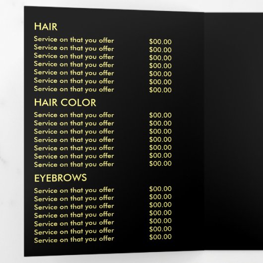 Gelbe Schmetterlinge, Schönheitssalon, triftiger F Dreifach Gefaltete Einladung (Innen Erste Seite)