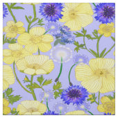 Gelbe Schmetterlinge und blaue Cornblumen Stoff (Muster)