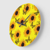 Gelbe Schmetterlinge und Sonnenblumen,  Große Wanduhr (Winkel)