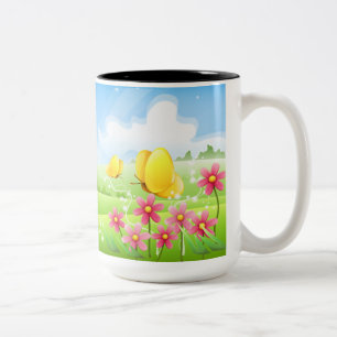 Gelbe Schmetterlinge Zweifarbige Tasse