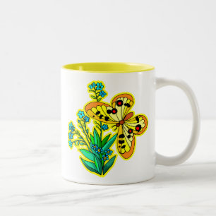 Gelbe Schmetterlings-Tasse Zweifarbige Tasse