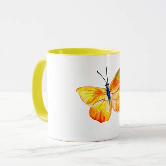Gelbe Schmetterlingsfarbe zeichnend Combo-Tasse Tasse (Vorderseite Links)