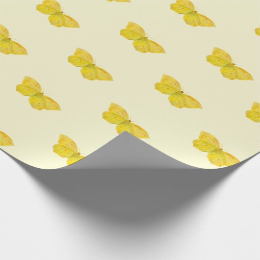 Gelbe Schmetterlingsfliege Geschenkpapier (Ecke)