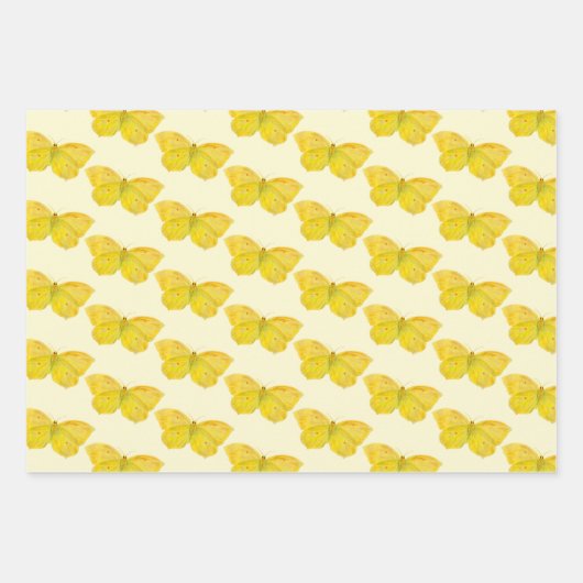 Gelbe Schmetterlingsfliege Geschenkpapier Set (Vorderseite 2)