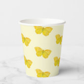 Gelbe Schmetterlingsfliege Pappbecher (Rückseite)