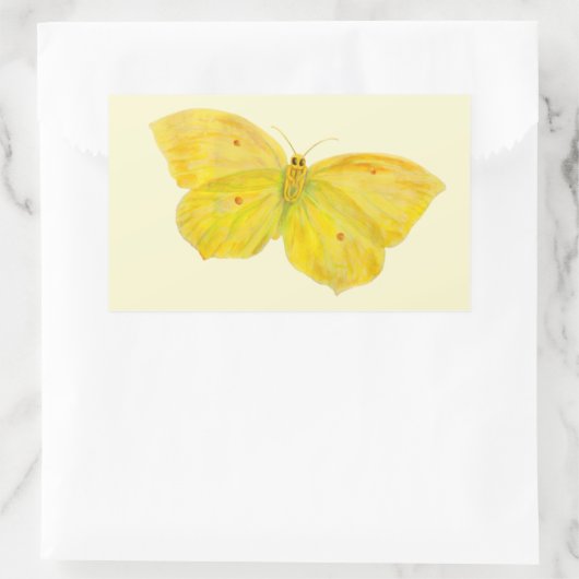Gelbe Schmetterlingsfliege Rechteckiger Aufkleber (Tasche)