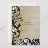 Gelbe Schmetterlingswirbel Einladung zur Hochzeit (Rückseite)