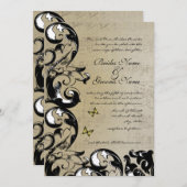 Gelbe Schmetterlingswirbel Einladung zur Hochzeit (Vorne/Hinten)