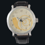 Gelbe Schnecke auf Creme Background Armbanduhr<br><div class="desc">Diese gelbe Schnecke ist viel niedlicher als echte Schnecken! Ein bezaubernder Chariklia Zarris Druck,  der cremefarbene Hintergrund fügt sich gut in die gelbe Farbe der Schnecke ein. Ein großartiges Stück,  das man auf die Wand eines Kinderzimmers setzen kann!</div>