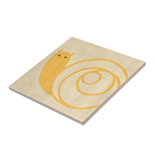 Gelbe Schnecke auf Creme Background Fliese (Seite)