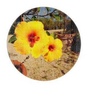 Gelbe Schneidbrett aus Hibiskusglas Schneidebrett
