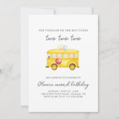 Gelbe Schulbuskind Einladung zum Geburtstag (Vorderseite)