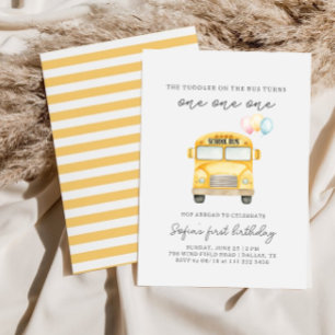 Gelbe Schulbuskind Einladung zum Geburtstag
