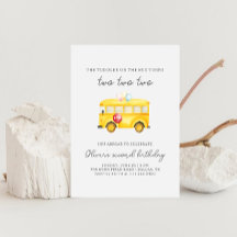 Gelbe Schulbuskind Einladung zum Geburtstag