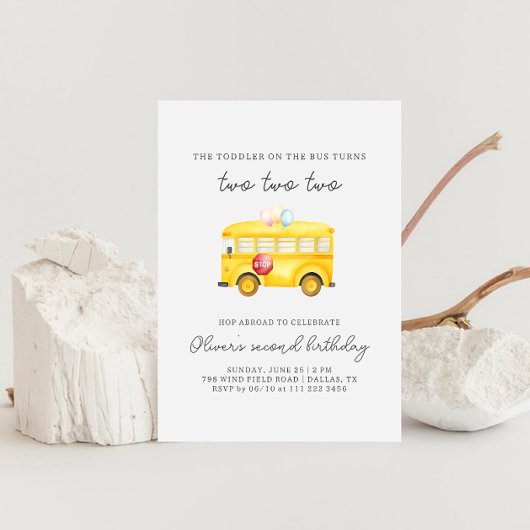 Gelbe Schulbuskind Einladung zum Geburtstag