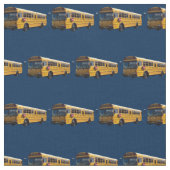 Gelbe Schulbusse auf marinösem Hintergrund Stoff (Nahaufnahme)