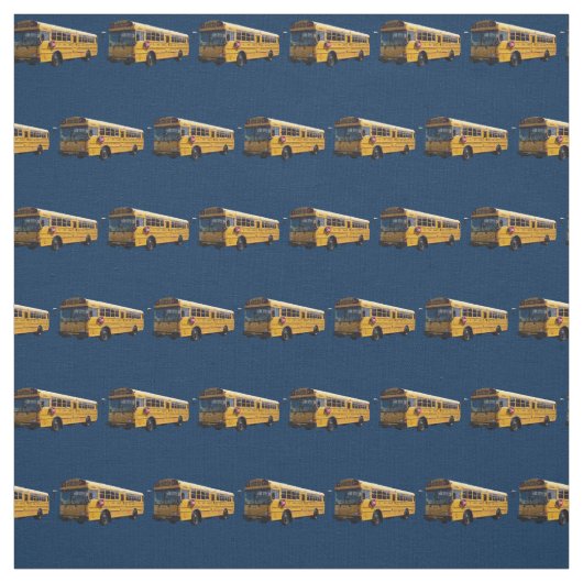 Gelbe Schulbusse auf marinösem Hintergrund Stoff (Muster)