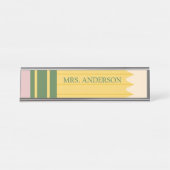 Gelbe Schule Lehrer Personalisiert Schreibtischnamensplakette (Vorderseite )