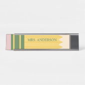 Gelbe Schule Lehrer Personalisiert Schreibtischnamensplakette (Vorderseite )