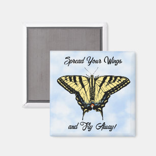 Gelbe Schwalbenschwanz-Schmetterling Blaue Himmel Magnet