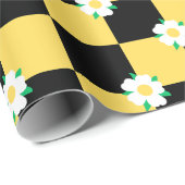 Gelbe, schwarz-gelbe Blume Geschenkpapier (Rolleneckpunkt)