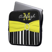 Gelbe, schwarz gestreifte IMITATE Ribbon Laptop-Si Laptopschutzhülle (Vorderseite Links)