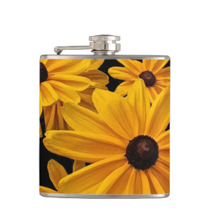 Gelbe schwarz-mit Augen Susan-Blume Blumenkolben Flachmann