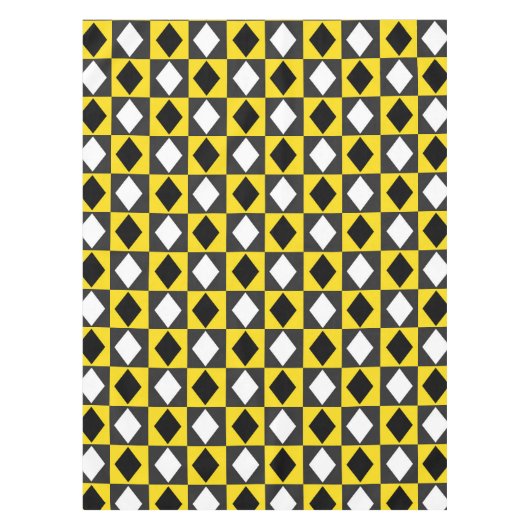 Gelbe Schwarz-weiße Diamantform Tischdecke (Vorderseite)