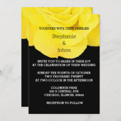 Gelbe Schwarz-weiße florale Rose Einfache Hochzeit Einladung (Vorne/Hinten)