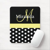 Gelbe Schwarz-weiße Polka Dot Monogram Maus Pad Mousepad (Mit Mouse)