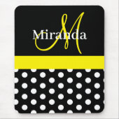 Gelbe Schwarz-weiße Polka Dot Monogram Maus Pad Mousepad (Vorne)