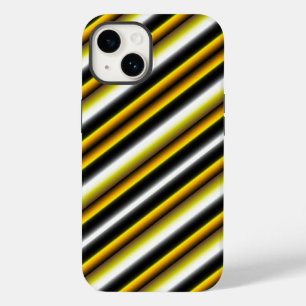 Gelbe Schwarz-weiße Regenbogenstreifen Case-Mate iPhone 14 Hülle