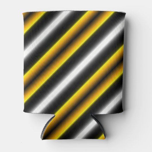 Gelbe Schwarz-weiße Regenbogenstreifen Dosenkühler (Vorderseite)
