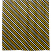 Gelbe Schwarz-weiße Regenbogenstreifen Duschvorhang (Vorderseite)