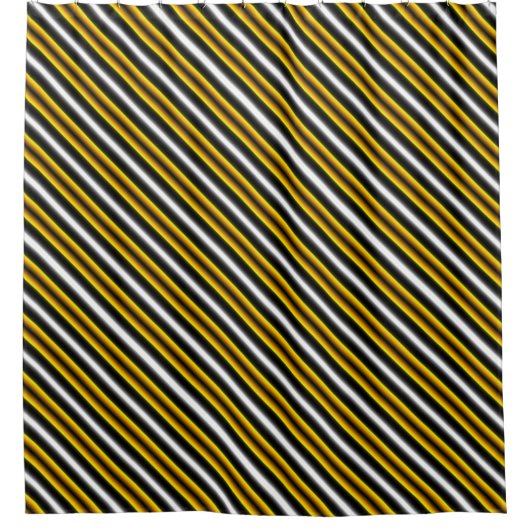 Gelbe Schwarz-weiße Regenbogenstreifen Duschvorhang (Vorderseite)