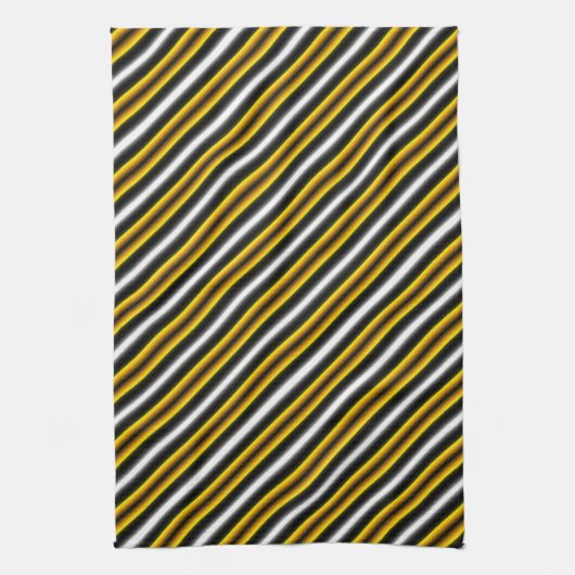 Gelbe Schwarz-weiße Regenbogenstreifen Geschirrtuch (Vertikal)
