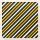 Gelbe Schwarz-weiße Regenbogenstreifen Glasuntersetzer (Vorderseite)