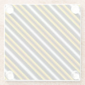 Gelbe Schwarz-weiße Regenbogenstreifen Glasuntersetzer (Rückseite)